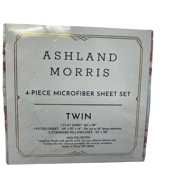 Ashland Morris Twin 4-Piece Microfiber Sheet Set With Floral Design - Picture 3 of 4